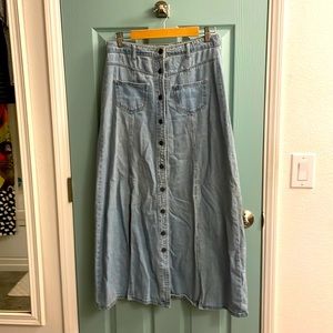 Perfect long button down denim skirt western maxi